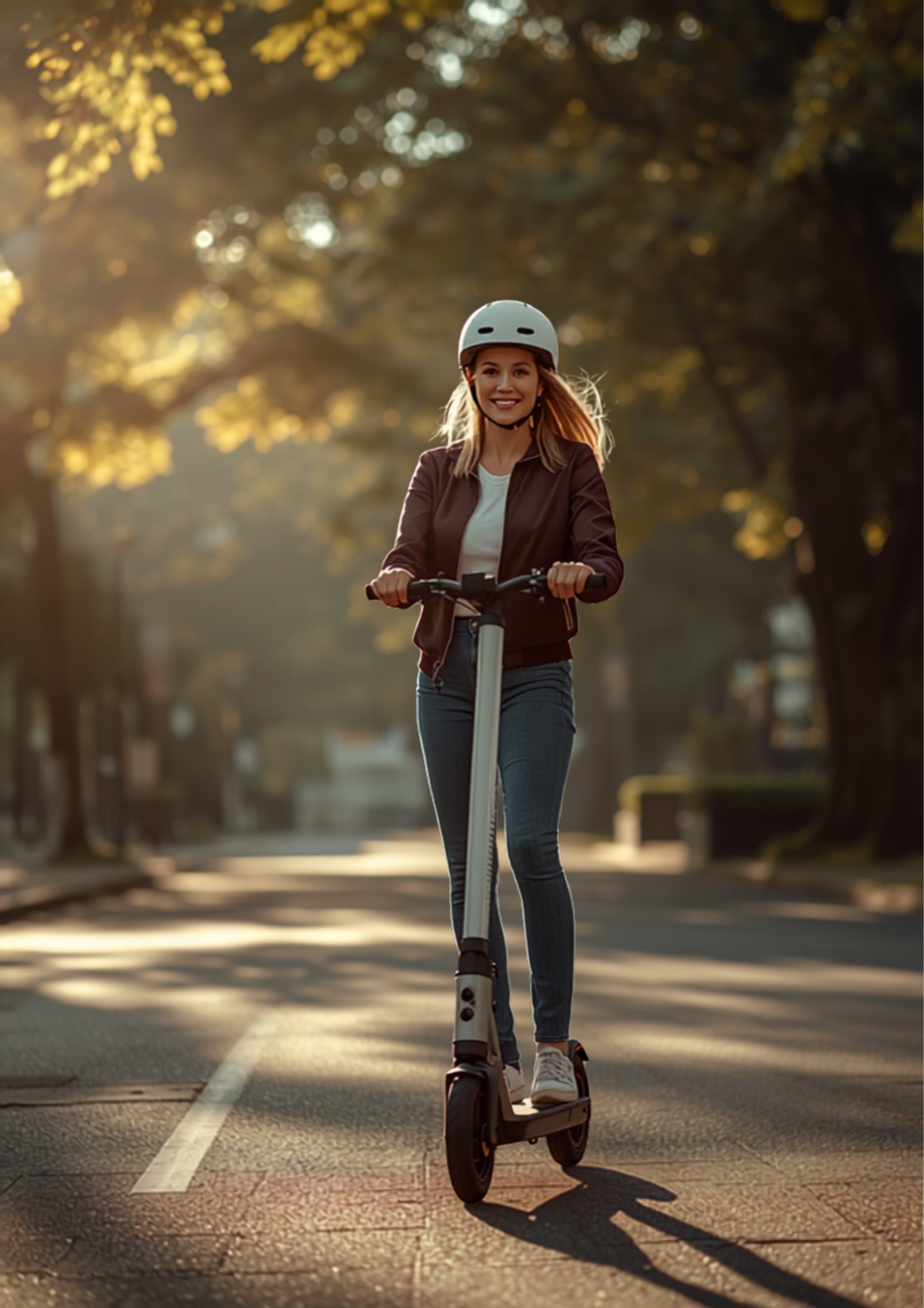 Femme assurée sur une trottinette électrique en ville